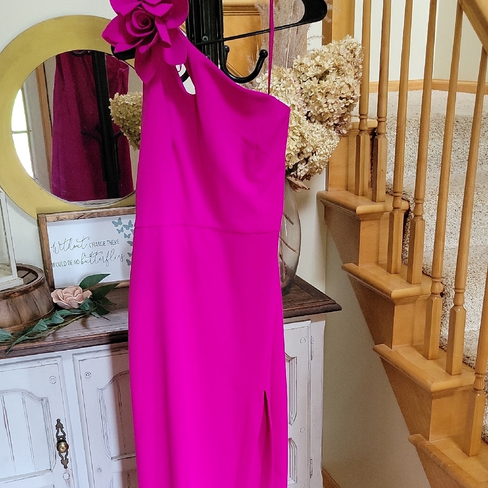 Vibrant Fuchsia One Shoulder Dress